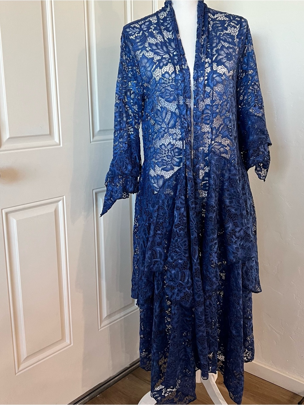 Whimsygoth Stevie Nicks Style Romance Blue Lace Duster Size Médium-287